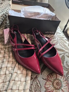 Wild Fable Women's Red Pointed Strap Kitten Heels